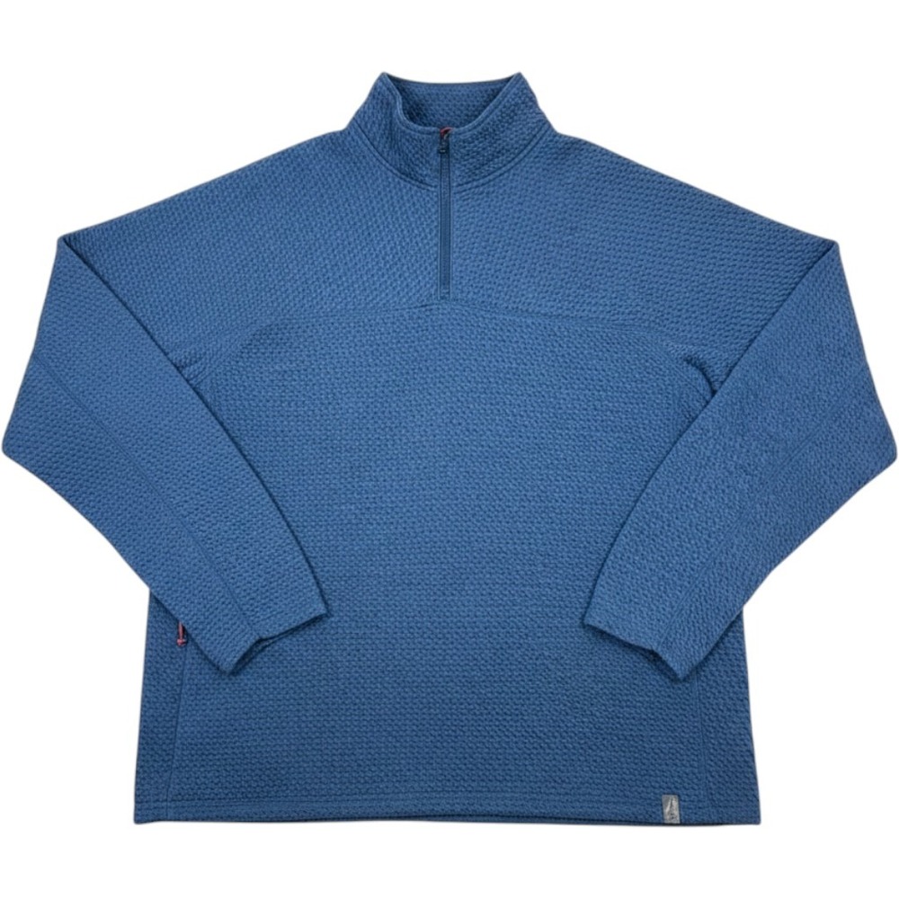 LL Bean Ridgeknit Quarter Zip Pullover Mens L Marine Blue Tencel Outdoors Hiking